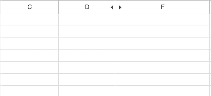 Arrows for Hidden Columns Google Sheets
