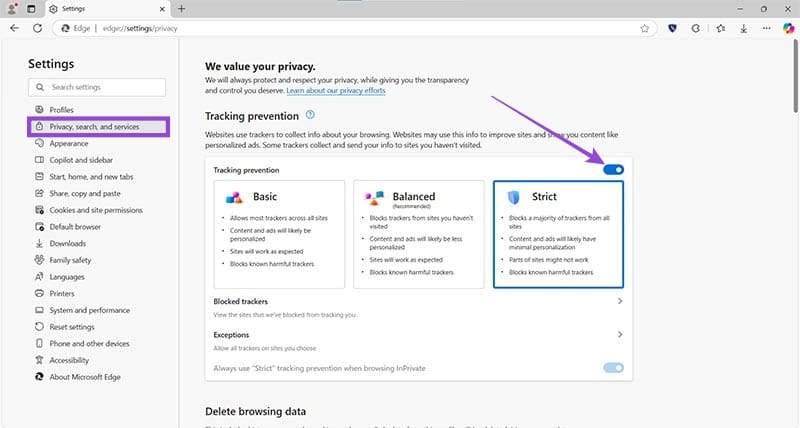 How to Change Security Settings in Microsoft Edge 2