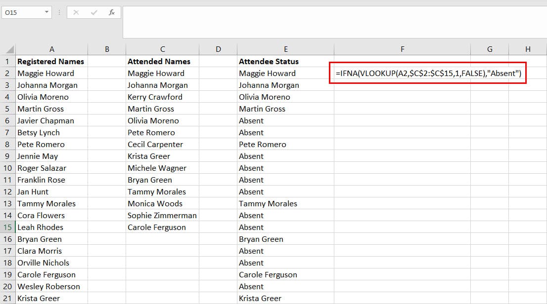 How to Compare Text to Find Absent Attendees Quickly