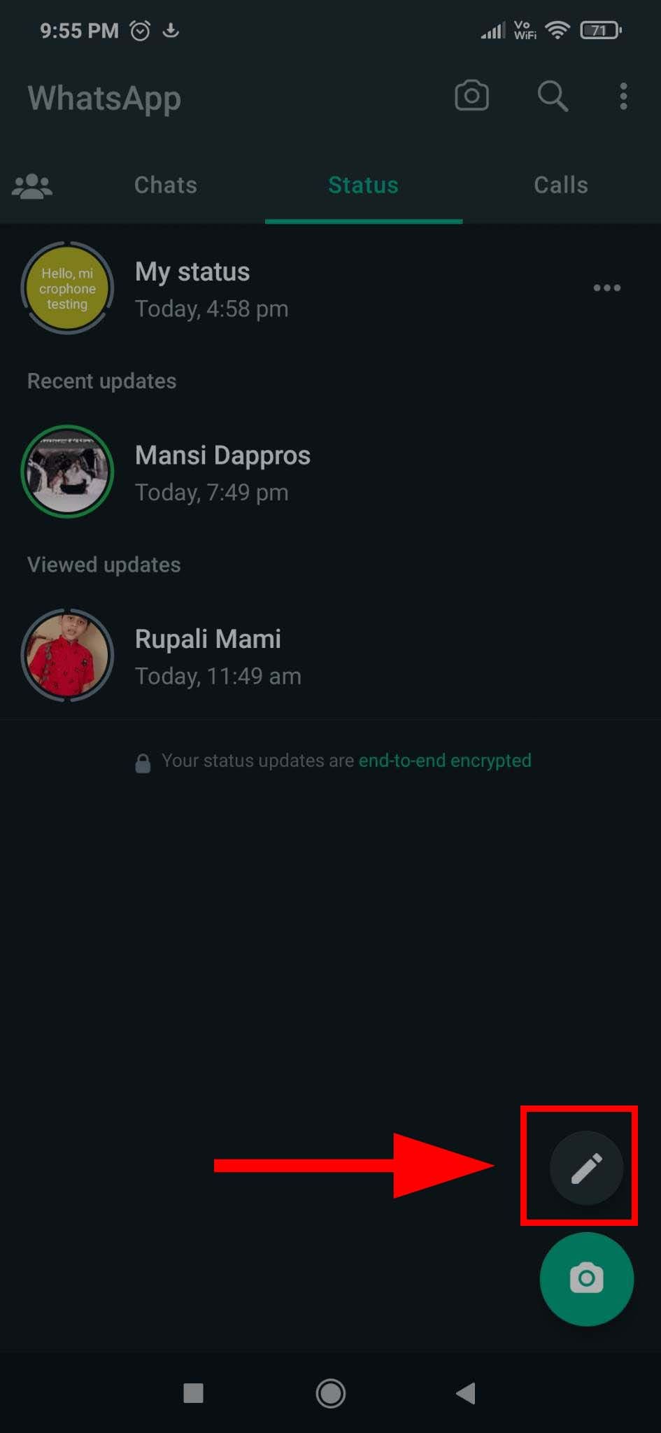 How to create a WhatsApp status on WhatsApp Android