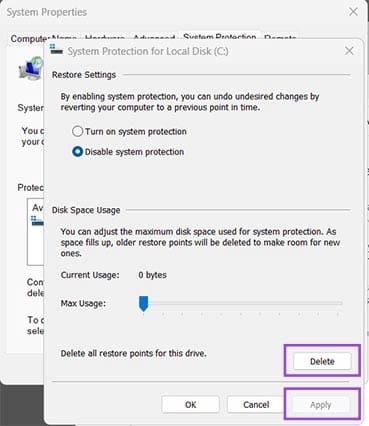 How to Delete System Restore Points in Windows 11 4