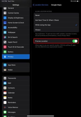 How to turn on Precise Location on iPhone Selectively