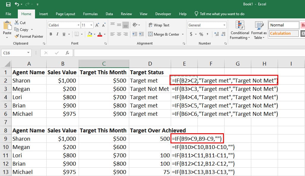 IF-THEN Excel formula with formula and text for Then values