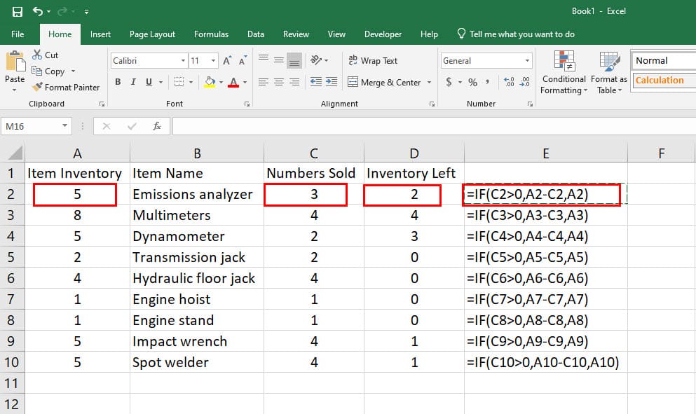 IF-THEN Formula in Excel for Inventory Management