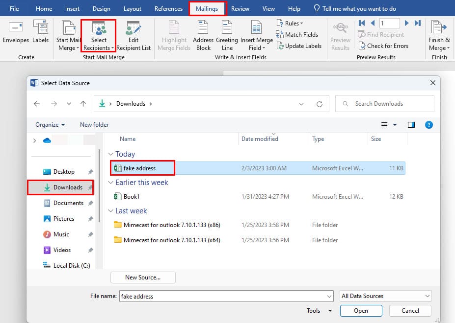 Import contact list to Mail Merge for how to print address labels from Excel