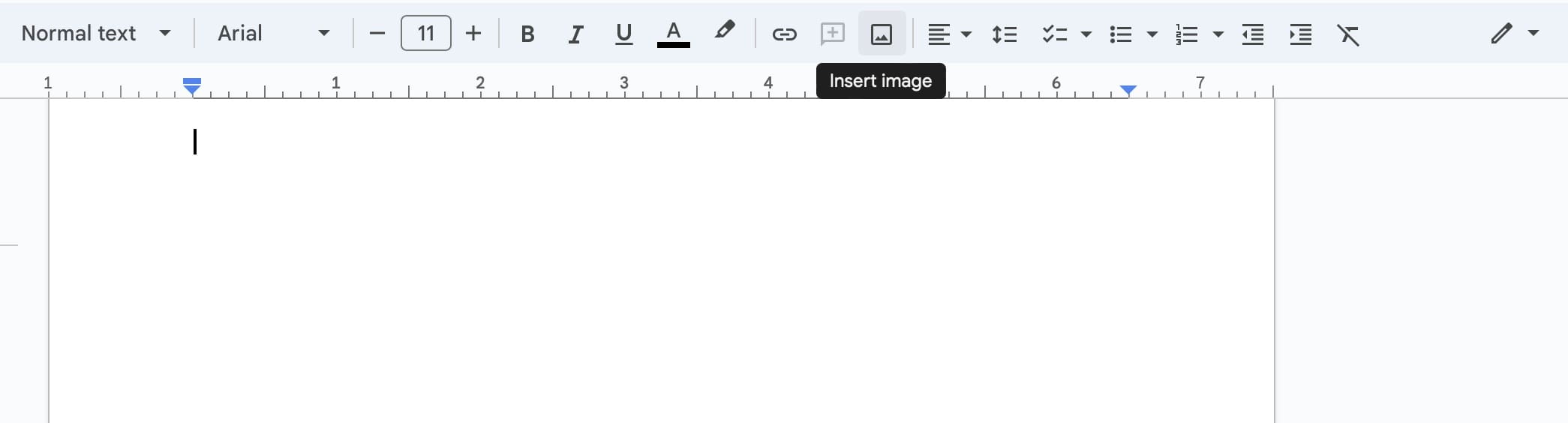 The option to insert an image in a Google Doc