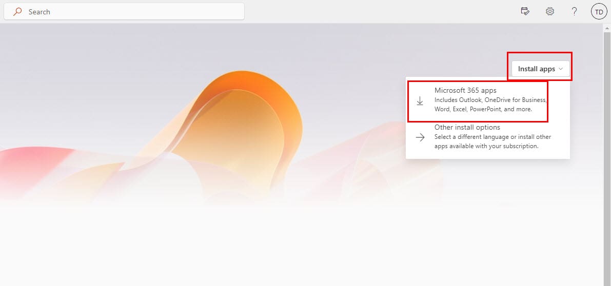 Installing Microsoft 365 apps from Office portal