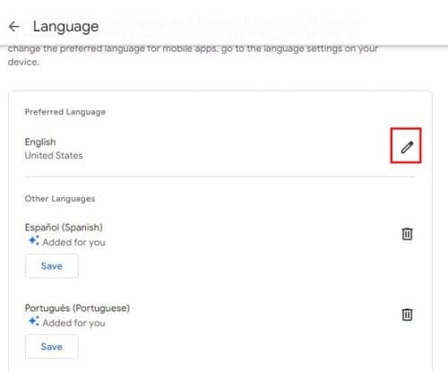 Language Google Drive
