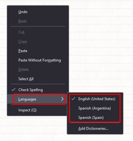 Language list Firefox Spell Check