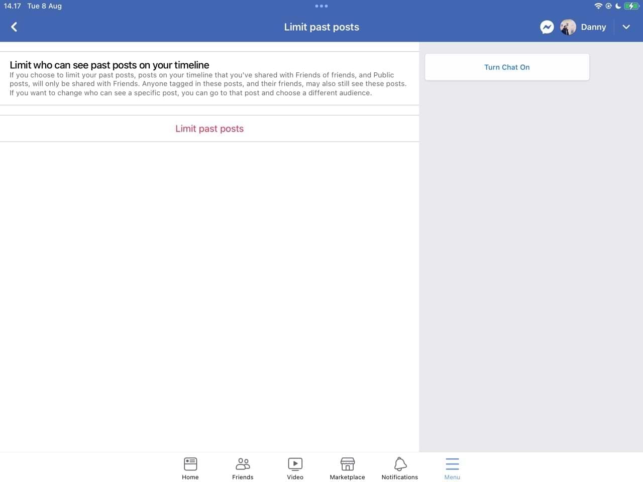Limit Past Facebook Posts
