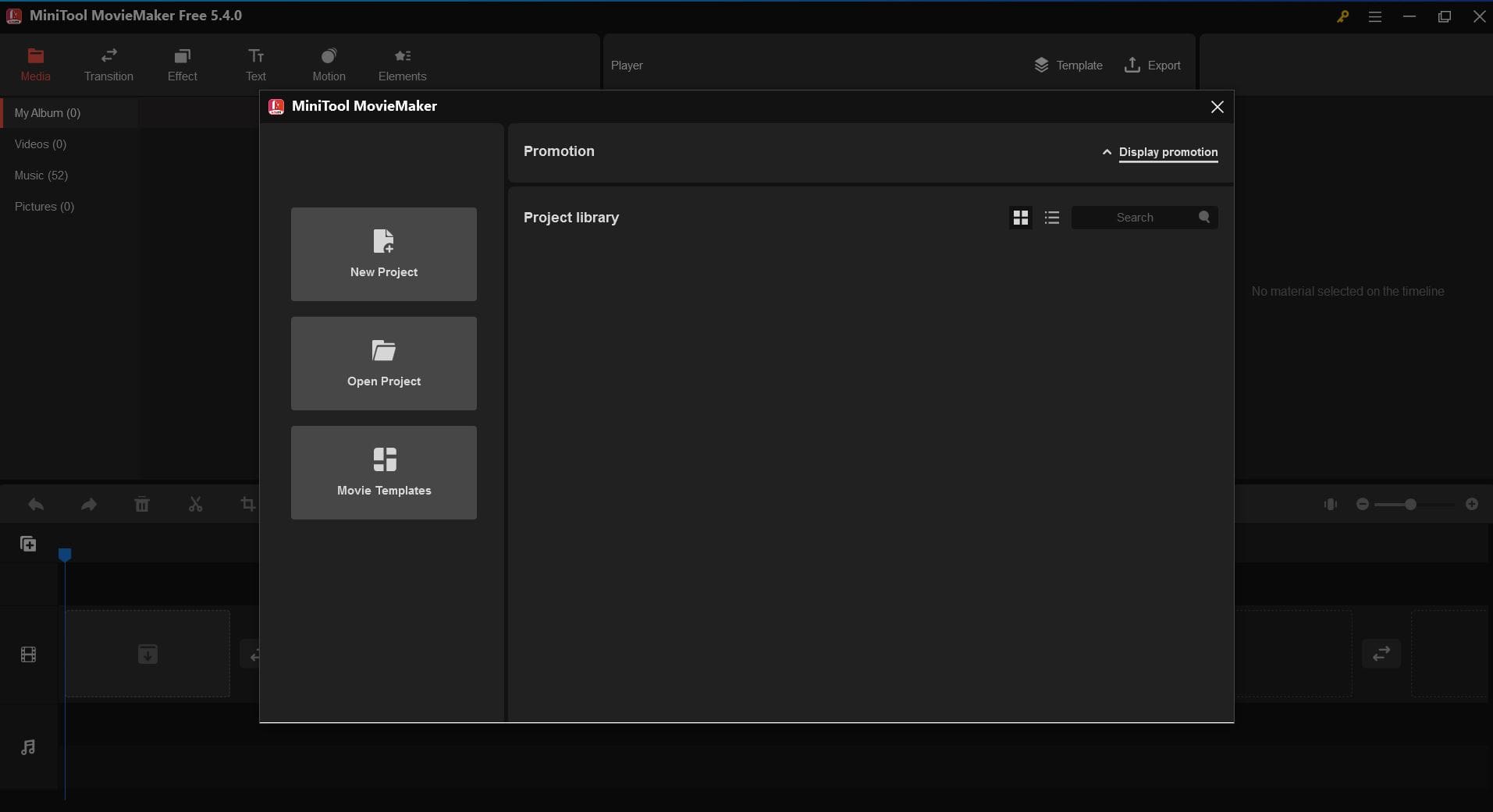 MiniTool MovieMaker Manage Projects