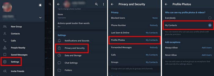 Change Profile picture settings Telegram