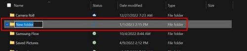 Name new folder W11