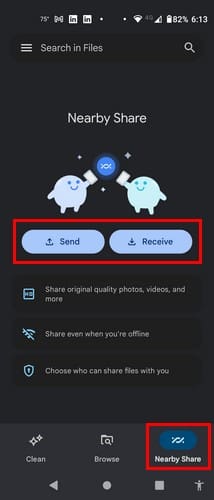 Nearby Share on Google Files