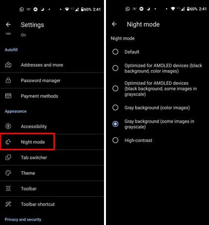Configure the Night Mode Settings