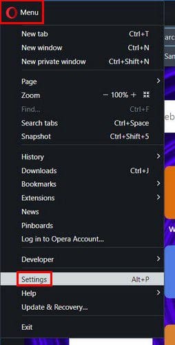 Opera Settings