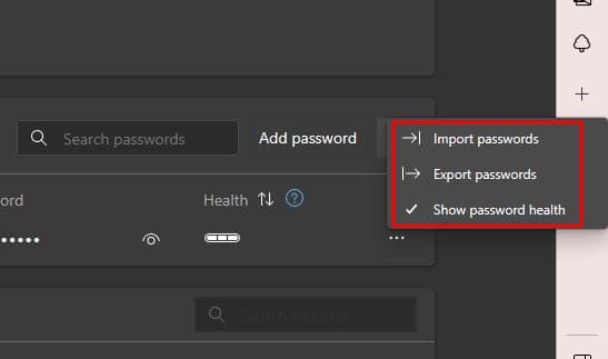 Password export import Edge