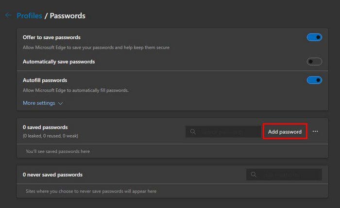 Passwords Add Edge