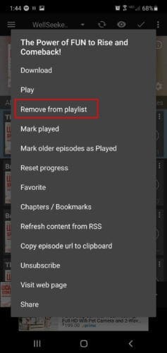 remove from playlist