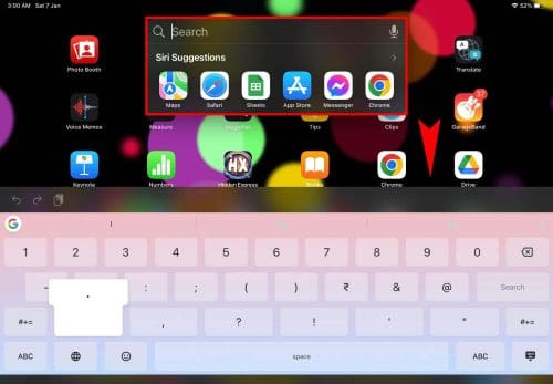 Pop Up Spotlight Search using iPad gestures