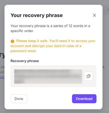 ProtonMail Recovery Phrase