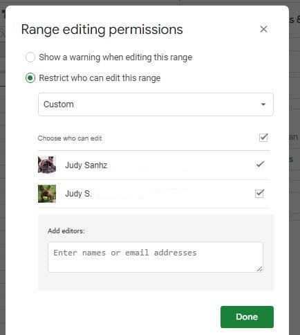 Google Sheets Editing Lock