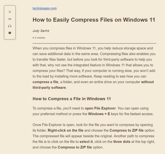 Reader View in Firefox