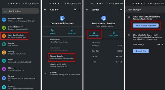 Reset adaptive brightness