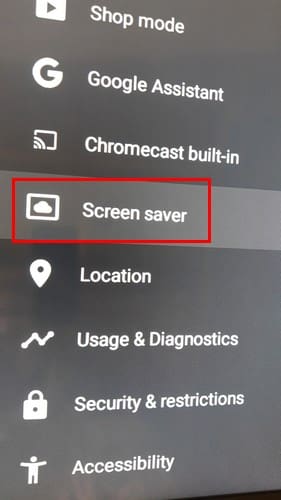 Screen Saver option Android TV