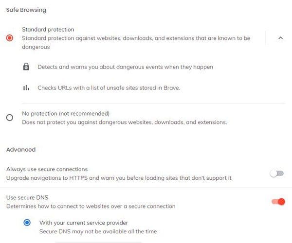Security Brave browser