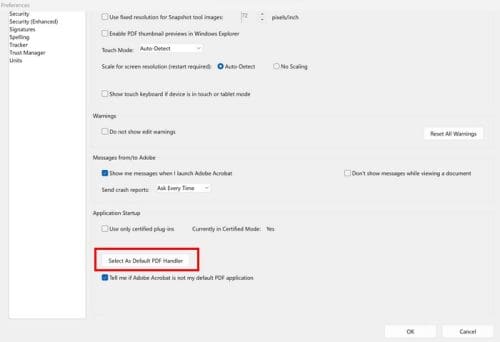 Select As Default PDF Handler