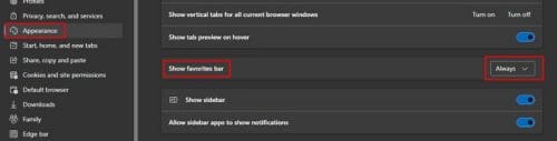 Settings show Favorites tab
