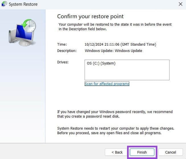 Steps to Do a System Restore in Windows 11 10
