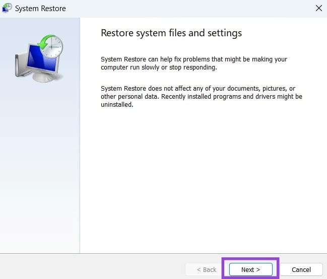 Steps to Do a System Restore in Windows 11 7