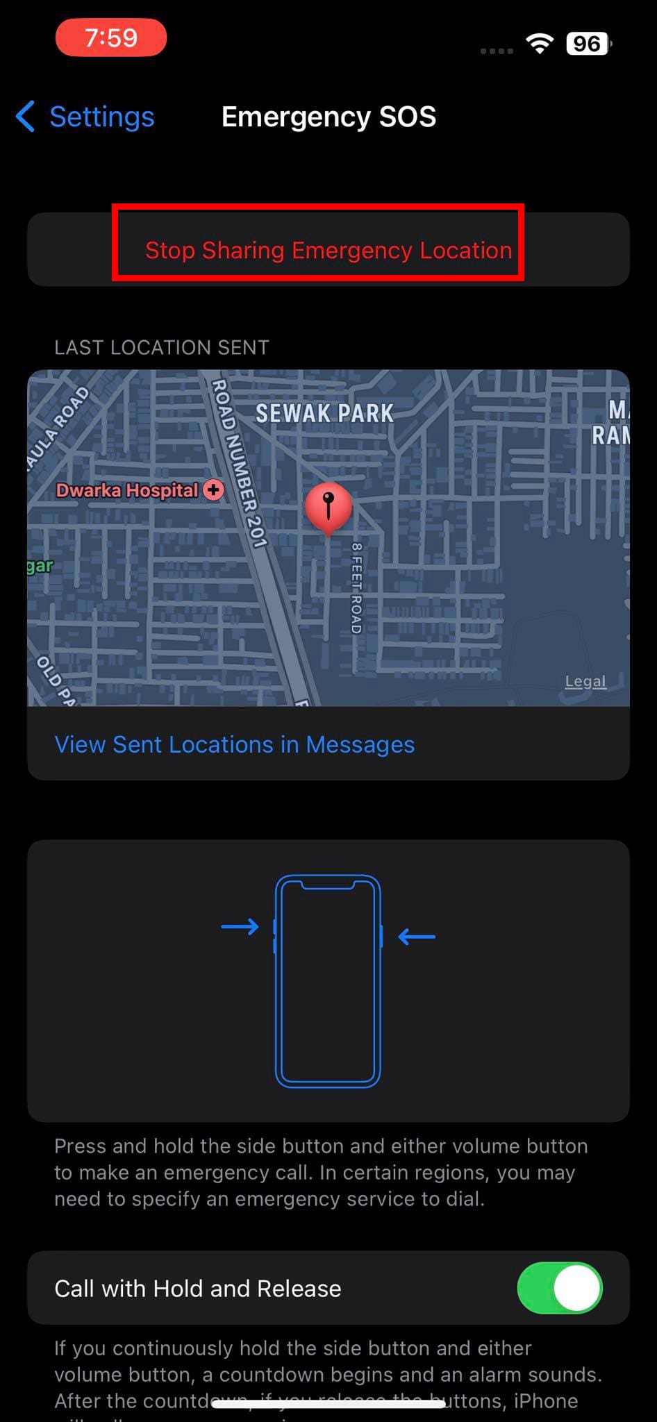 Stop emergency location sharing