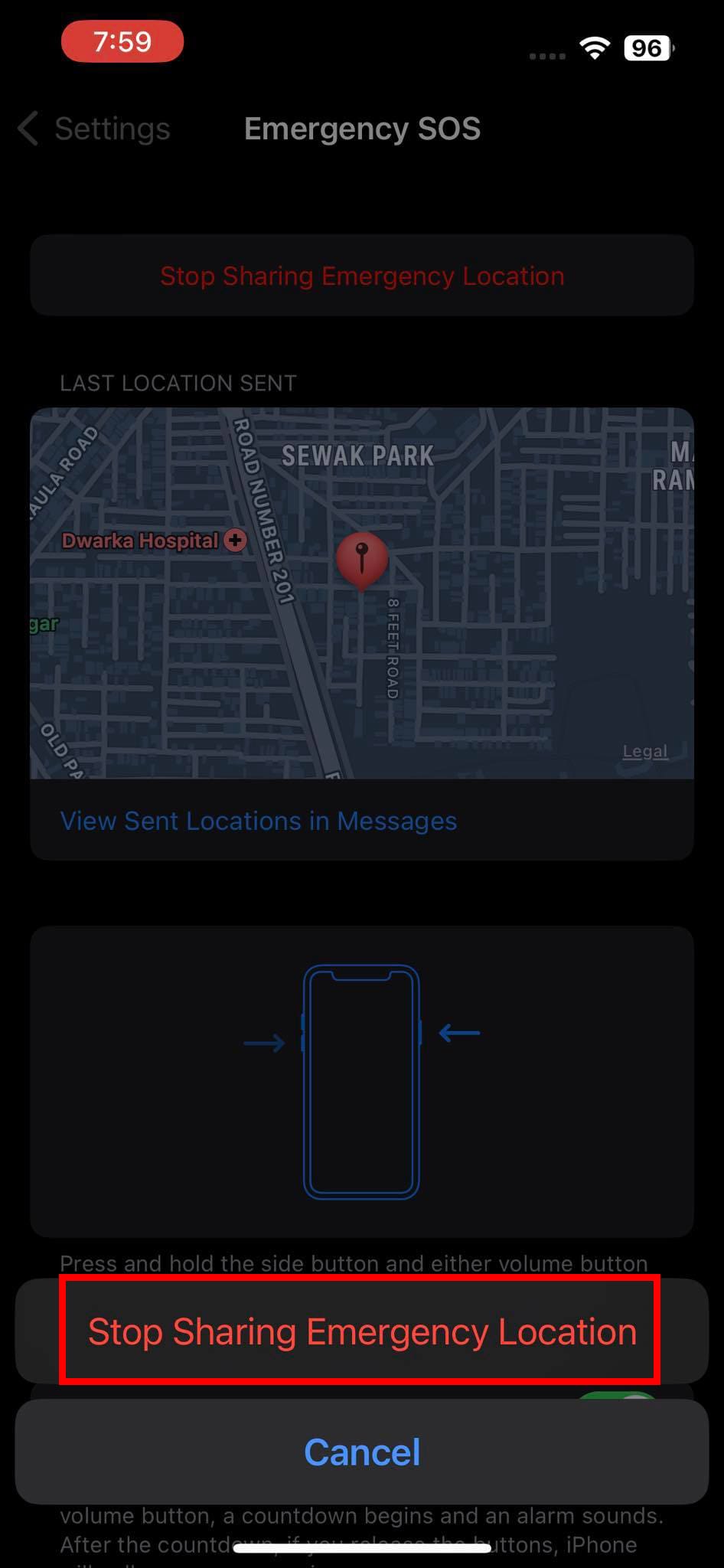 Stop sharing SOS location