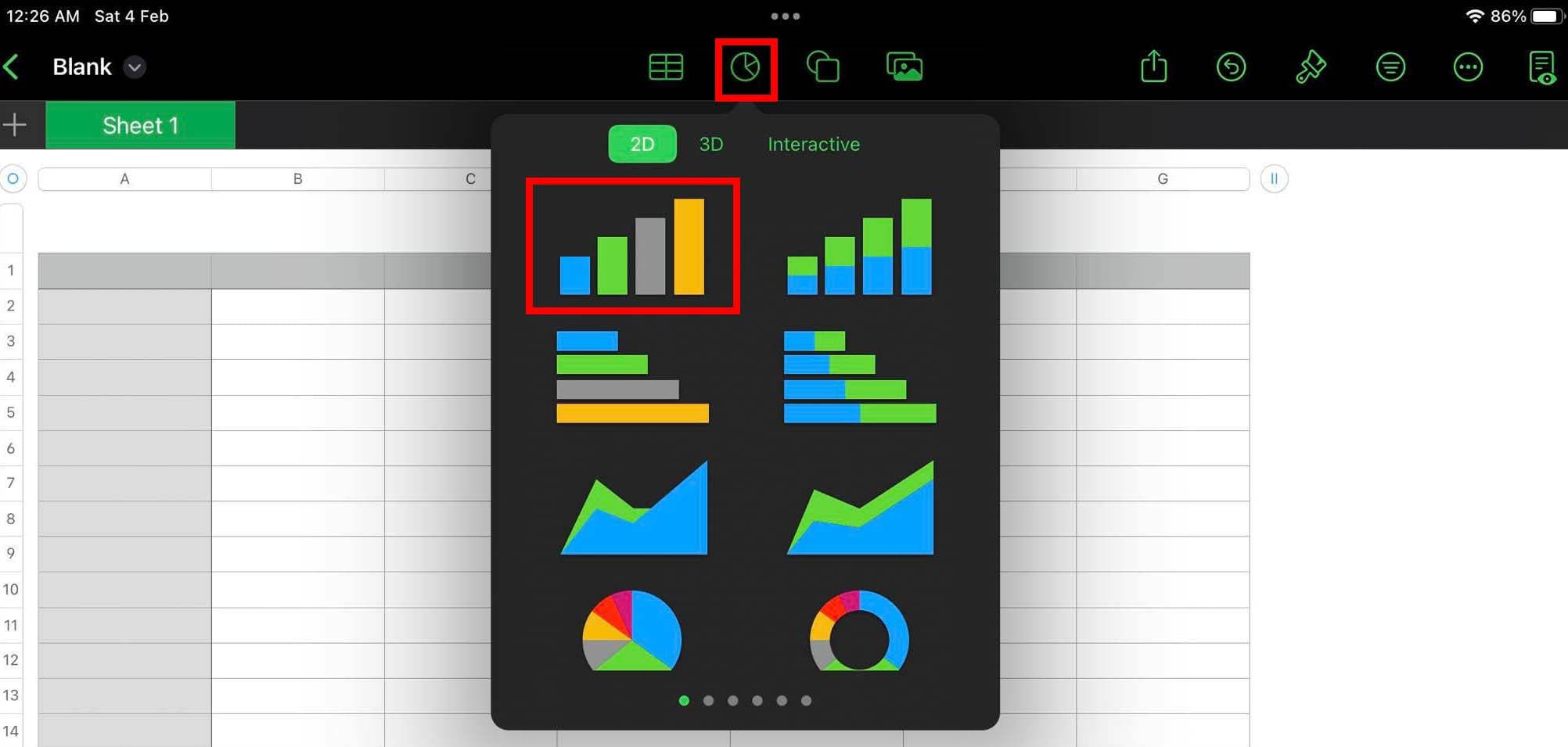 The Graph Chart menu