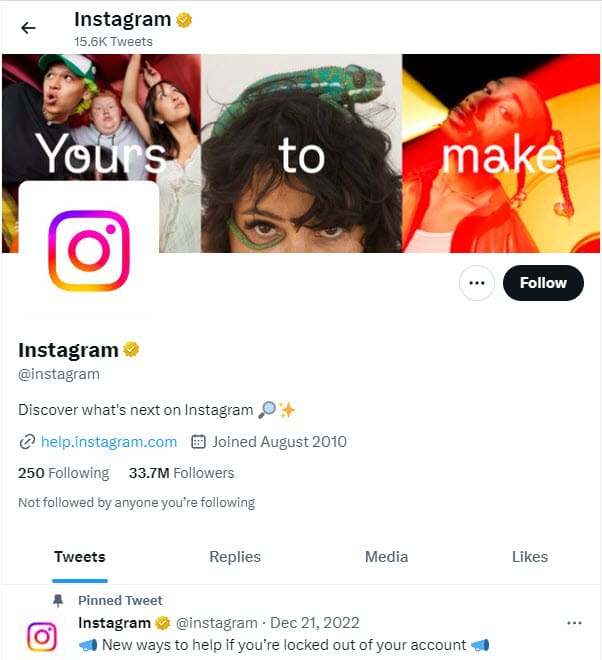 The Instagram Twitter handle
