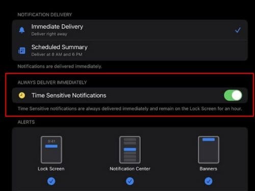 Time Sensitive iPad Notifications