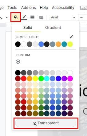 Transparent option Google Slides