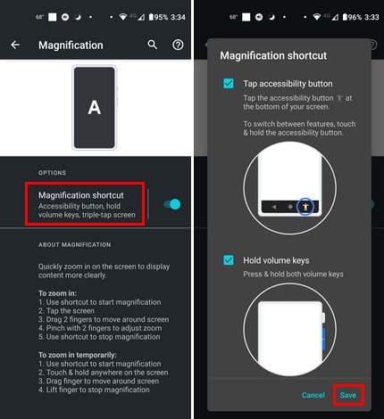 Turning on Triple Touch Zoom on Android