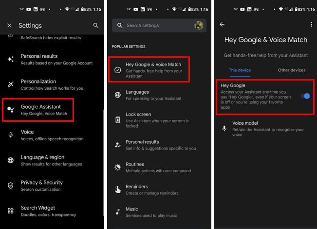 Turn off Google Assistant on Android