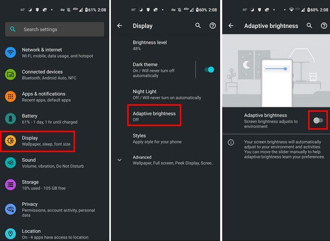 Turn off adaptive brightness