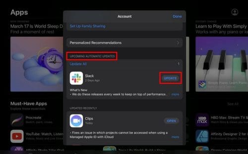 Update App App Store for iPad