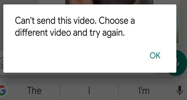 fix whatsapp error this video could not be sent