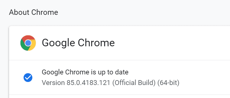 about chrome browser version