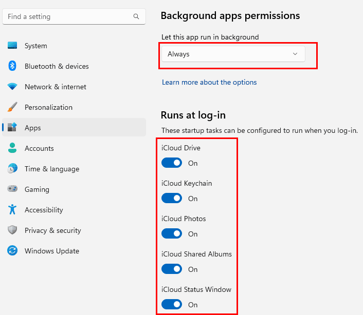 Advanced app options optimization for iCloud