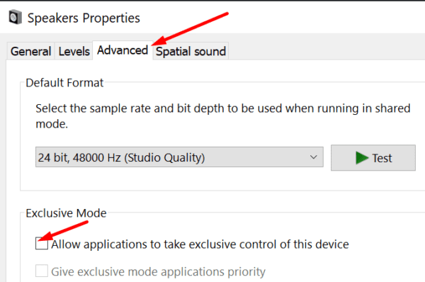 Allow applications to take exclusive control of device