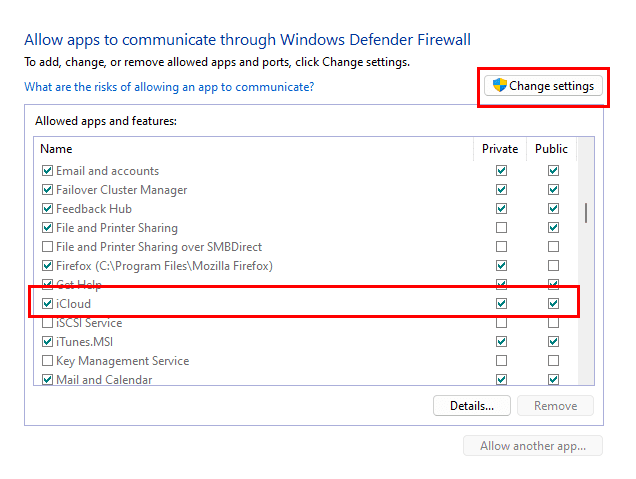Allow apps on Windows Defender Firewall