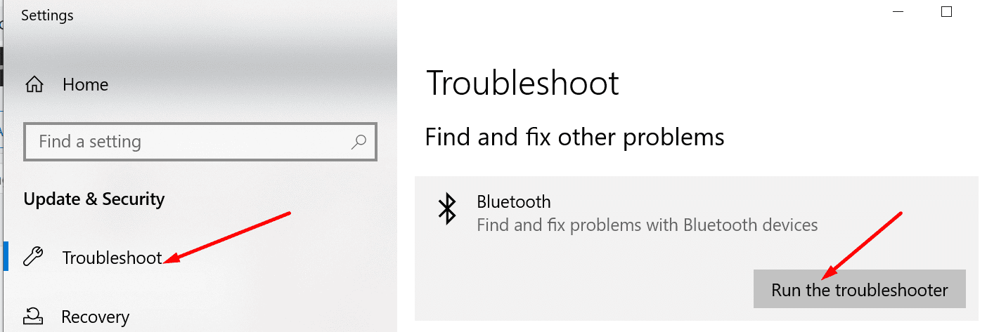 bluetooth troubleshooter windows 10